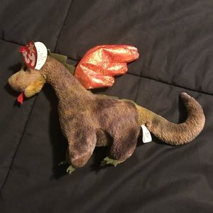 Beanie Babies Scorch Dragon Tush Tag has Errors Plush Stuffed Animal Toy